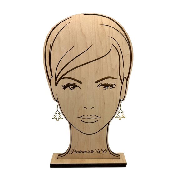 Christmas Tree Cut-out Earrings 24KT Gold Plated Pine Trees Gold Plated Hooks - Picture 7 of 10